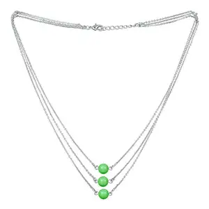 Mahi Designer Multilayered Neon Green Swarovski Pearl Necklace Mala Made of Alloy for Girls and Women NL1104606RNGre
