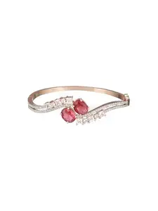 SARAF RS JEWELLERY Rhodium Rhodium Plated Red AD Studded Minimal Designer Bangle Bracelet