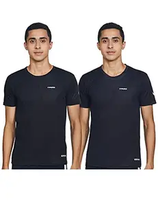Charged Pulse-006 Checker Knitt Round Neck Sports T-Shirt Black Size Medium And Charged Pulse-006 Checker Knitt Round Neck Sports T-Shirt Navy Size Medium