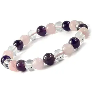 Senroar Love Attraction Bracelet | Attract Love & Boost Confidence | Rose Quartz, Amethyst & Clear Quartz Astrology Healing Bracelet For Men and Women | Certificate Of Authenticity