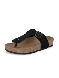 EL PASO Black Leather Cork Slippers Brike Sandals for Men - 9 UK