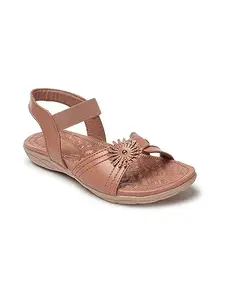 ICONICS Women's Slingback Comfortable Sandal for Casual Daily I Office Use ICN-ST-W-21 Peach Flat 3 Kids UK