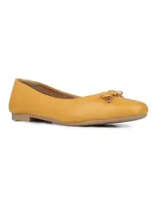 Inc.5 Womens Mustard Solid Pointed Toe Ballerinas