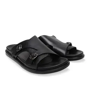 Regal Black Men Casual Leather Sandals