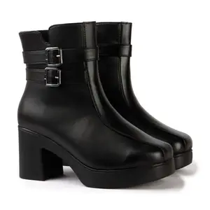 STRASSE PARIS Women’s Platform Ankle Boots | Twin Buckle Bold Fashion Statement,5