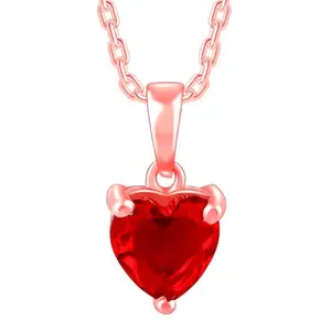 GIVA 925 Silver Rose Gold Loving in Red Pendant With Link Chain | Gifts for Girlfriend,Pendant to Gift Women & Girls | With Certificate of Authenticity and 925 Stamp | 6 Months Warranty*