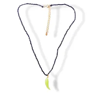 Parisaa Chain Pendant Necklace | Cute Charm | Beaded Chain Pendant | Chilly Pendant | (ONLY 1 PIECE) (Red Chilly Golden Chain)