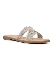 Inc.5 Womens Rose Gold Casual Solid Open Toe Flats