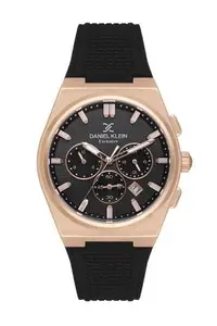 DANIEL KLEIN Black Dial Analog Watch with Silicon Band - DK1.13886-4
