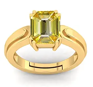 Anuj Sales Anuj Sales Certified Unheated Untreatet 13.00 Carat A+ Quality Natural Yellow Sapphire Pukhraj Gemstone Ring for Women's and Men's {Lab Certified}