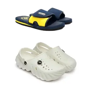 ASIAN Men's Casual Walking Daily Used Clogs & PU Slipper Combo with Lightweight Design Clog & Slippers for Men's & Boy's