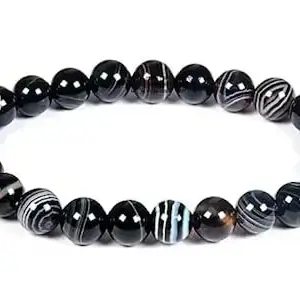 Dine Gems Natural Black Sulemani Hakik AAA+++ Quality Black Agate Bracelet Original Certified सुलेमानी हकीक पत्थर ब्रेसलेट for Men & Women