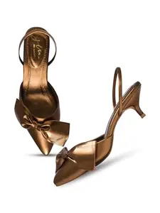 JM LOOKS Women's Kitten Heel Sandals with Upper Bow Design Heels for Women & Girls