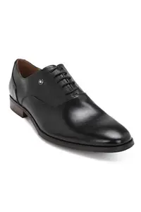 Louis Philippe Men Black Leather Oxford Shoes