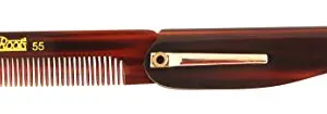 Roots Brown Folding Pocket Comb with Clip - Pack of 2