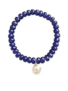 MINUTIAE Stylish Star Charm Beads Bracelet for Girls/Women - Blue | Elastic Stretch Cord with Natural Gemstone Crystal Beaded Fashion, Religious, Spiritual and Yoga Jewellery