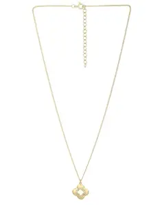 Carlton London 18kt Gold Plated CZ Four-Clover Pendant and Chain