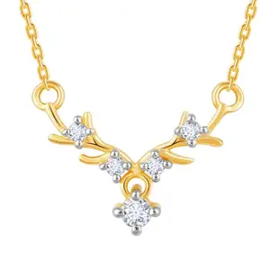 GIVA 14K Yellow Gold Dearest Deer Diamond Necklace|Gold Gifts for Women & Girls| With Certificate of Authenticity & BIS-Hallmarked Gold Jewellery