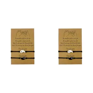 ZIBUYU Couples Bracelets for Lovers Friends Girls Boys Yin Yang Taiji Beautiful for Girlfriend Boyfriend Friendship Women Men 4PCS