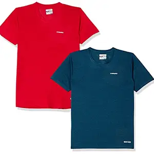 Charged Active-001 Camo Jacquard Round Neck Sports T-Shirt Red Size Xl And Charged Brisk-002 Melange Round Neck Sports T-Shirt Teal Size Xl