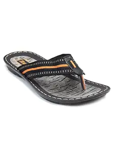 AJANTA Mens Black & Orange Flat Sandal PU3065