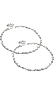 Elegant Silver Plated Traditional Women’s Anklet with Ghungroo | Payal for Girls |Traditional Payal | Artificial Silver Jewellery