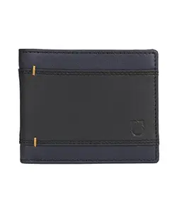 Urbano Fashion Men's Black, Blue Casual, Formal Leather Wallet-6 Card Slots (wallet-0021-blacknav)
