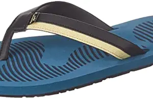 Reebok Men PU Laser Flip PRO SWIM SLIDES BLACK-MATTE GOLD-EVOLVED BLUE UK 8