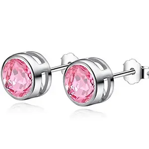 STYLISH TEENS dc jewels Stylish & Sweet Single Diamond Stud Earring For Women & Girls (Pink)