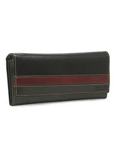 TEAKWOOD LEATHERS Wallet for Women with Card Pocket, Ladies Purse with Zipper Pocket(Black)