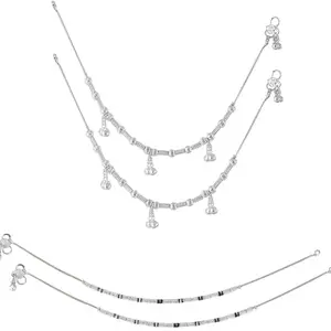 Heer Collection Traditional Jewellery For All Occassions Anklets Payal Pair for Women/Girls Alloy Anklet - Bzr_Combo Payal 105 & 116 (1-Pair Each)