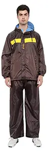Zacharias Men's Waterproof Raincoat with Pant (NASA_Brown_X-Large)