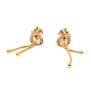 Royal Covering Trendy and Stylish 1 Gram Gold-Plated American Diamond (AD) Jhumki Earring for Women and Girls