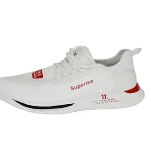 MeeCraft Trendy Sports Running Shoes, Lightweight Gym Trainers, Lace Up, White, India-9