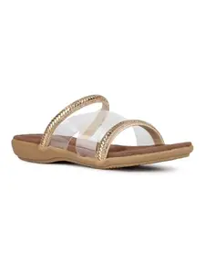 Inc.5 Womens Gold Casual Transparent Ethnic Round Toe Flat sandals