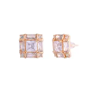 Voylla Sparkling Elegance Crystal Charm Stud Earrings For Women|Women Studs Earrings|Gift For Women|Party|Cocktail|CZ|Womens Gift|