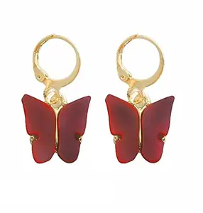 STYLISH TEENS dc jewels Stylish Butterfly Hoop Earrings For Women & Girls (Red)