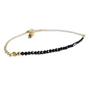 RRJEWELZ Black Spinel Bracelet for Men & Women – 2mm Round Faceted Black Beads – 7 inch with Gold Plated Clasp – Healing, Fashion, Gift, Spiritual, Yoga|LCBR_RR_01227