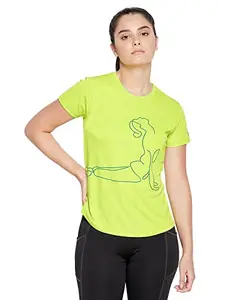 Clovia Women's Comfort Fit Activewear Short Sleeves Sports T-Shirt (AT0112B11_Green_S)