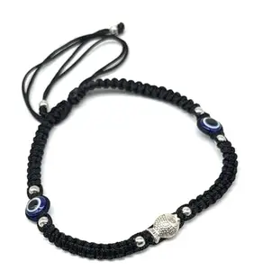 Jyokrish handmade adjustbale Black Silk dori Metal silver Fish evil eye Anklet |For Women |Girls |Nazariya |Good Luck |Payal | Free size |Single Leg