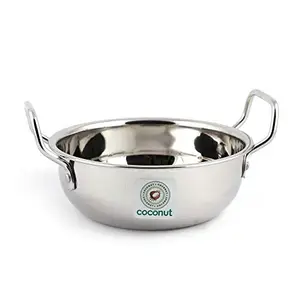 coconut Stainless Steel Plain Kadai/Cookware for Kitchen Essentials - 1 Unit - Capacity - 3000 ML, Color - Dimension -25 cms