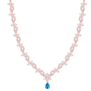 GIVA 925 Silver Rose Gold Blue Moon Necklace | Gifts for Girlfriend,Pendant to Gift Women & Girls | With Certificate of Authenticity and 925 Stamp | 6 Months Warranty