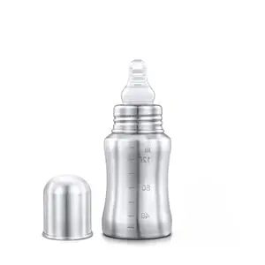 Speedex Kid's Grade 304 Stainless Steel Baby Feeding Bottle for Milk and Baby Drinks with Internal ML Marking (Silver, 150 ml, 1 Extra Nipple)