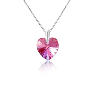 Mahi with Swarovski Crystals Pink Heart Rhodium Plated 'Love for My Valentine' Pendant for Women PS1194208RPin
