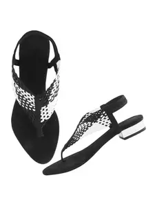 Shoetopia Classic Black Flat Sandals For Women & Girls /EU40