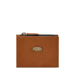 Fossil Men's Andrew Leather Minimalist Zip Card Case Wallet, Saddle, 4" L X 0.25" W X 3" H, Andrew Zip Card Case, Brown