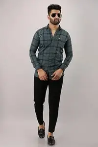 Mahima Ethnic Centre's Men’s Checkered Casual Shirt Slim Fit Long Sleeve Button Down Shirt