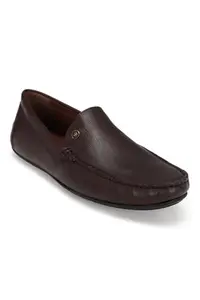 Louis Philippe Men Brown Leather Slip Ons
