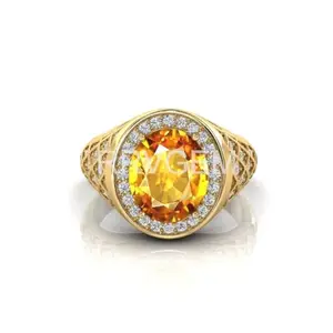MBVGEMS Citrine ring 7.25 Ratti / 6.50 Carat sunela ring Handcrafted Finger Ring With Beautifull Stone sunela ring Gold Plated for Men and Women