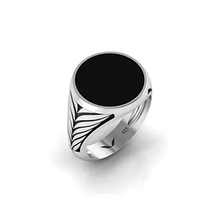 Vitra jewellery Diraso Ring Pure Silver 925 Ring with Natural Black Onyx Gemstone For Men/Boys Adjustable Ring (Adjustable)